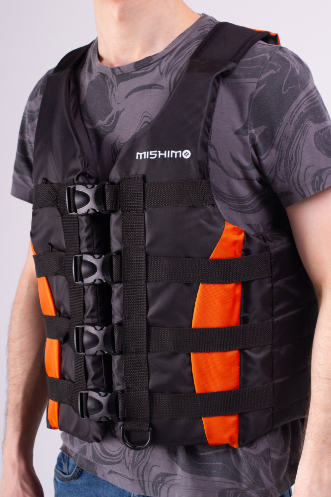 Жилет спасательный MISHIMO PRO Премиум качества Черно-оранжевый в Костроме