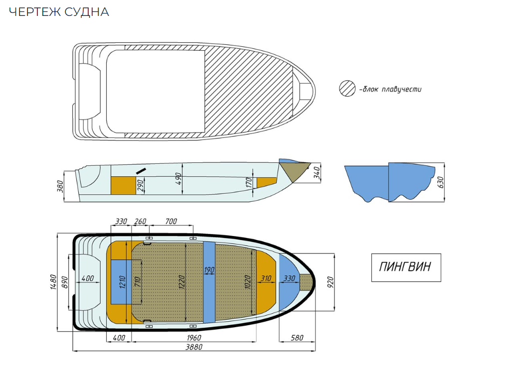 Стеклопластиковая лодка Пингвин (тримаран) в Костроме